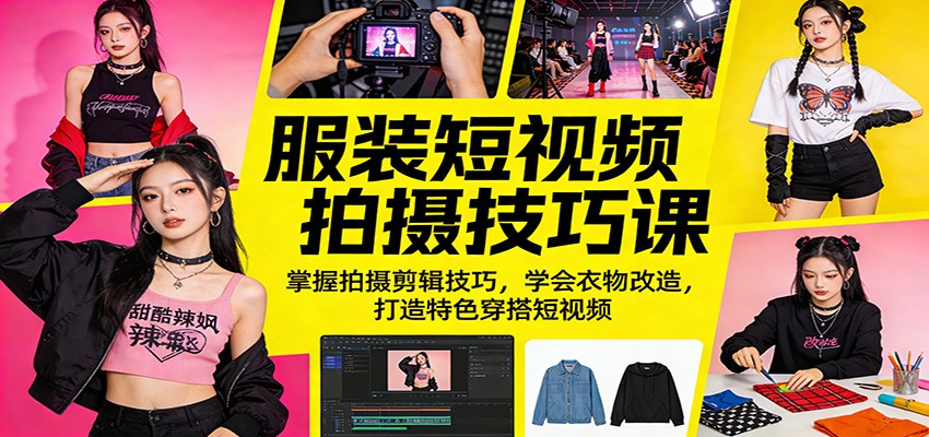 服装短视频拍摄技巧课:掌握拍摄剪辑技巧,学会衣物改造,打造特色穿搭短视频-800资源网