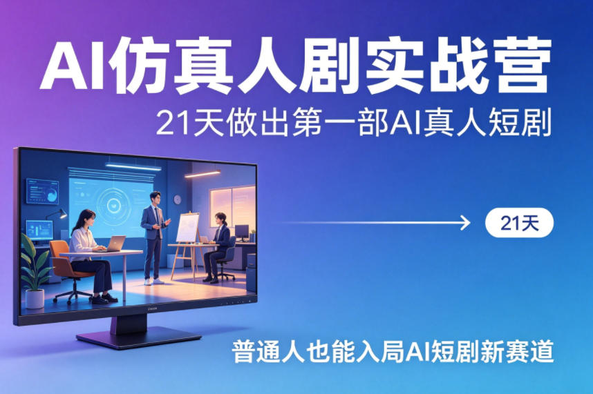 AI仿真人剧实战营,21天做出第一部AI真人短剧,普通人也能入局AI短剧新赛道-800资源网