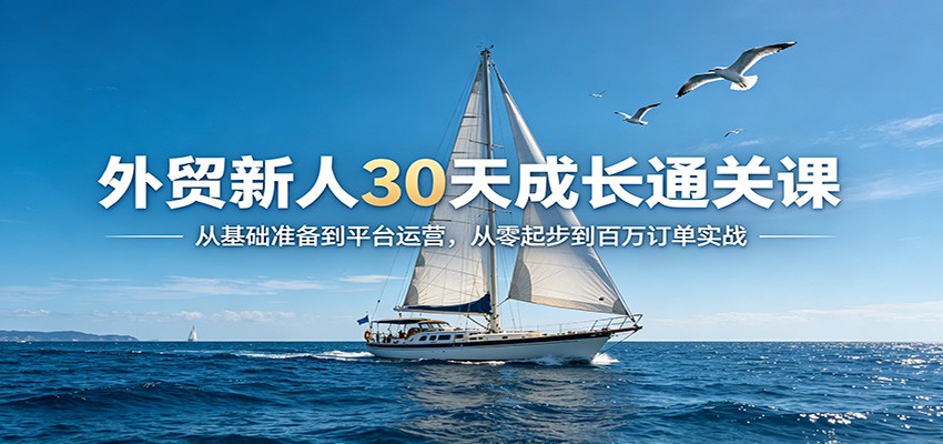 外贸新人30天成长通关课：从基础准备到平台运营，从零起步到百万订单实战