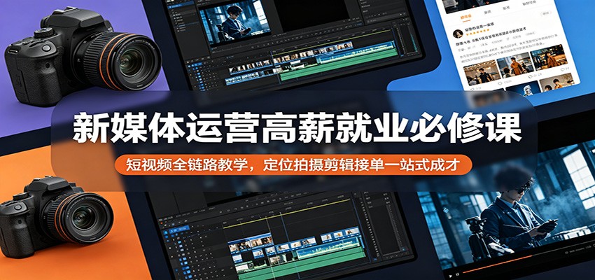 新媒体运营高薪就业必修课：短视频全链路教学，定位拍摄剪辑接单一站式成才-800资源网