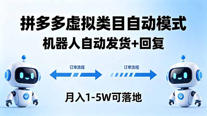 多多虚拟类目自动模式，机器人自动发货 + 回复，月入 1-5W 可落地-800资源网