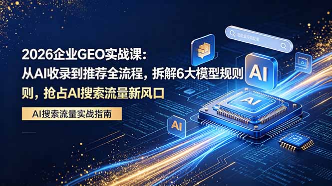 2026 企业GEO实战课：从AI收录到推荐全流程，拆解6大模型规则，抢占 AI 搜索流量新风口-800资源网