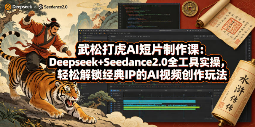 武松打虎AI短片制作课：Deepseek+Seedance2.0全工具实操，轻松解锁经典IP的AI视频创作玩法-800资源网