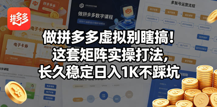 做拼多多虚拟别瞎搞！这套矩阵实操打法，长久稳定日入1K不踩坑-800资源网