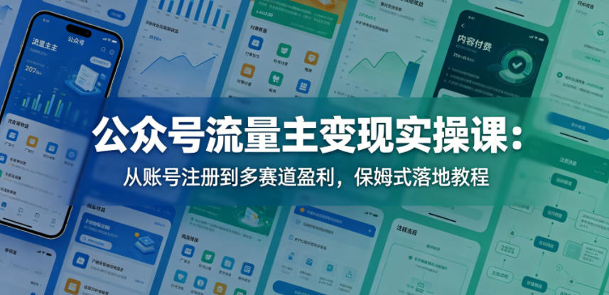 公众号流量主变现实操课：从账号注册到多赛道盈利，保姆式落地教程-800资源网