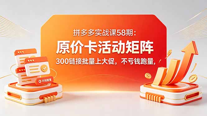 拼多多实战课58期：原价卡活动矩阵，300链接批量上大促，不亏钱跑量-800资源网