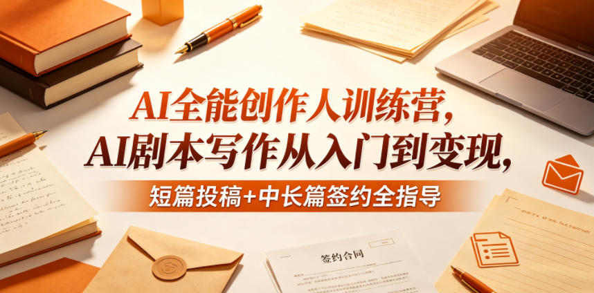 AI全能创作人训练营，AI剧本写作从入门到变现，短篇投稿+中长篇签约全指导-800资源网