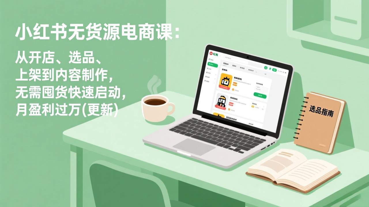 小红书无货源电商课(5月12更新)：从开店、选品、上架到内容制作，无需囤货快速启动，月盈利过万-800资源网