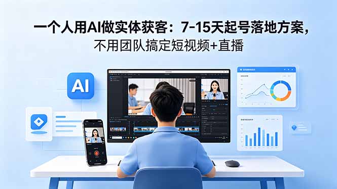 一个人用AI做实体获客：7-15天起号落地方案，不用团队搞定短视频+直播-800资源网