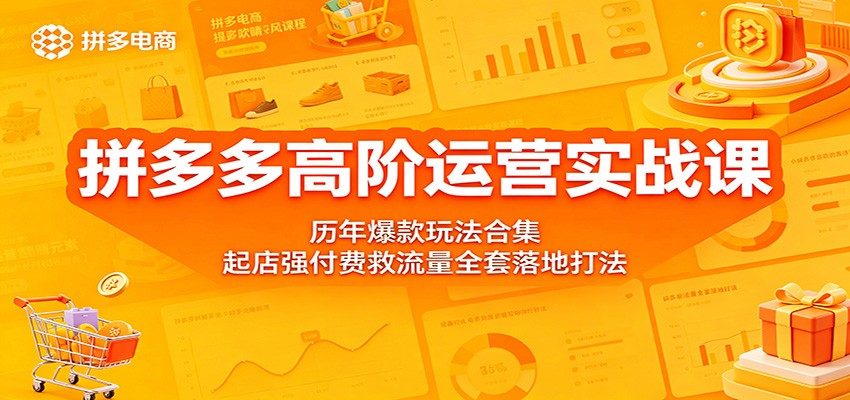 拼多多高阶运营实战课：历年爆款玩法合集，起店强付费救流量全套落地打法-800资源网