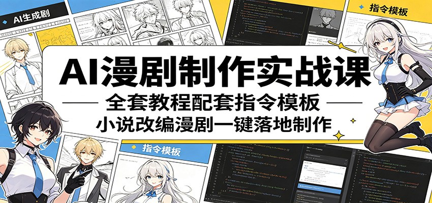 AI漫剧制作实战课：全套教程配套指令模板，小说改编漫剧一键落地制作-800资源网