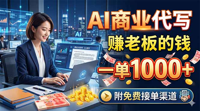 AI商业代写，赚老板的钱，一单1000+，附免费接单渠道-800资源网