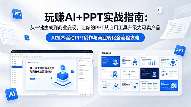 玩赚AI+PPT实战指南-更新5月13：从一键生成到商业变现，让你的PPT从自用工具升级为可卖产品-800资源网