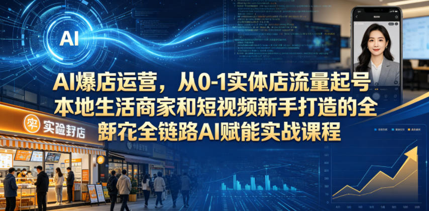 AI爆店运营,从0-1实体店流量起号,本地生活商家和短视频新手打造的全链路AI赋能实战课程-800资源网