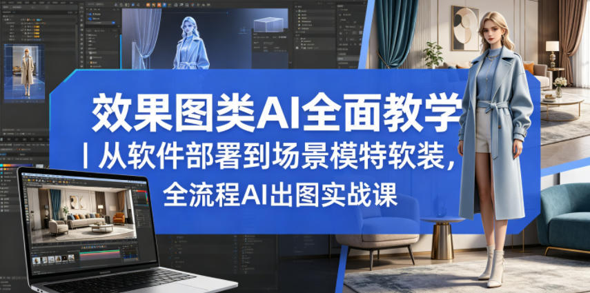效果图类AI全面教学|从软件部署到场景模特软装,全流程AI出图实战课-800资源网