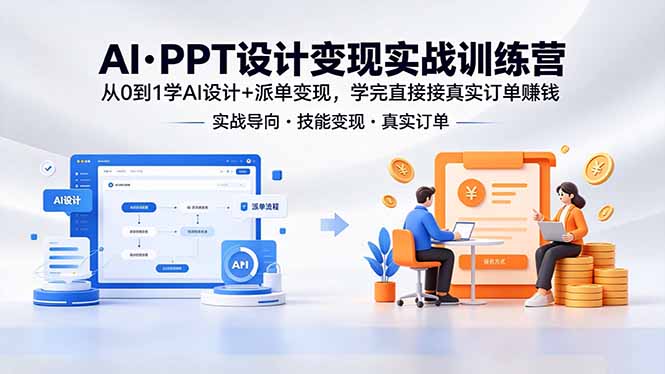 AI·PPT设计变现实战训练营,从0到1学AI设计+派单变现,学完直接接真实订单赚钱-800资源网