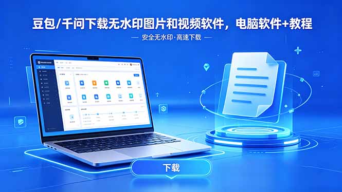 豆包/千问下载无水印图片和视频软件,电脑软件+教程-800资源网
