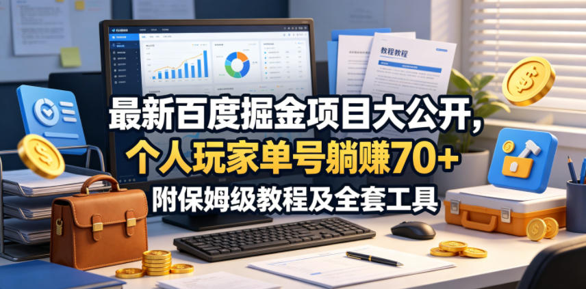 最新百度掘金项目大公开，个人玩家单号躺賺70+，附保姆级教程及全套工具-800资源网