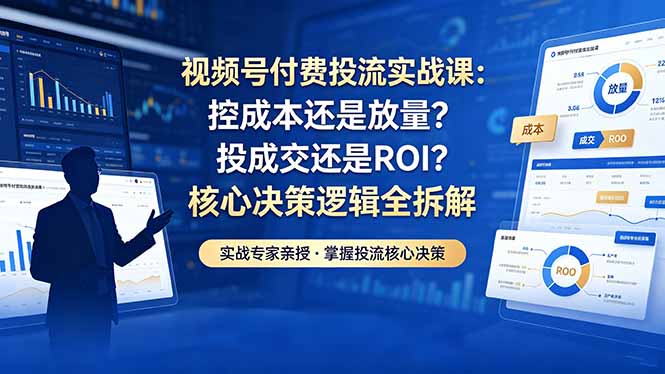 视频号付费投流实战课-5月：控成本还是放量？投成交还是ROI？核心决策逻辑全拆解-800资源网