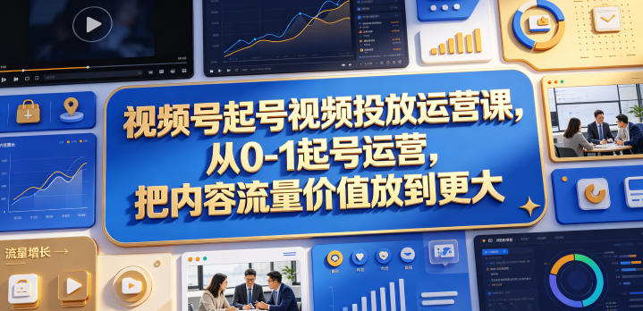 视频号起号视频投放运营课,从0-1起号运营,把内容流量价值放到更大-800资源网