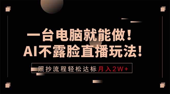 一台电脑就能做!AI不露脸直播玩法,照抄流程轻松达标月入2W+-800资源网