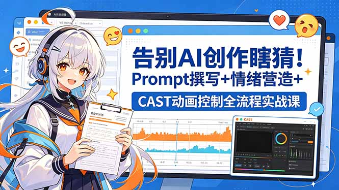 告别AI创作瞎猜!Prompt撰写+情绪营造+CAST动画控制全流程实战课-800资源网