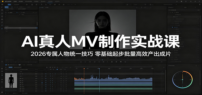 AI真人MV制作实战课：2026专属人物统一技巧，零基础起步批量高效产出成片-800资源网