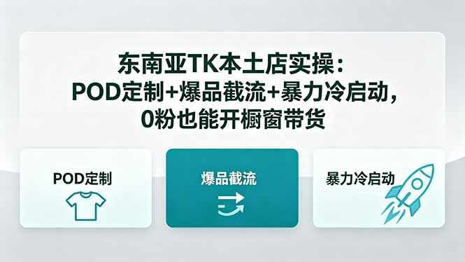 东南亚TK本土店实操-5月更新：POD定制+爆品截流+暴力冷启动，0粉也能开橱窗带货-800资源网