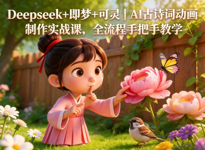 Deepseek+即梦+可灵｜AI古诗词动画制作实战课，全流程手把手教学-800资源网