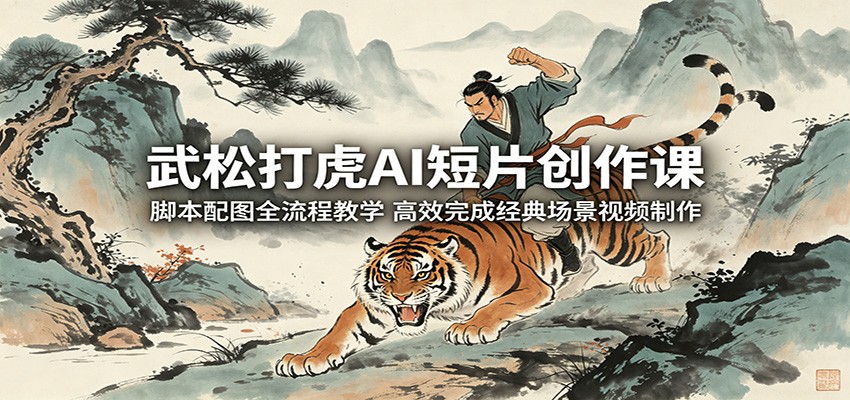 武松打虎AI短片创作课：脚本配图全流程教学，高效完成经典场景视频制作-800资源网