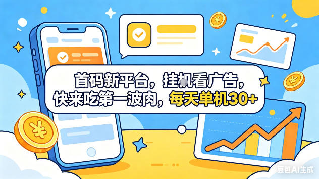 首码新平台,挂G自动看广告,快来吃第一波肉,每天单机30+,可矩阵放大-800资源网