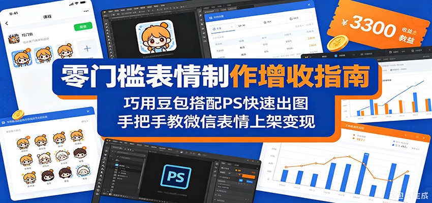 零门槛表情制作增收指南：巧用豆包搭配 PS 快速出图，手把手教微信表情上架变现-800资源网
