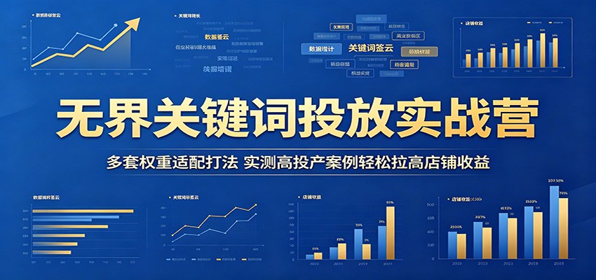 无界关键词投放实战营：多套权重适配打法，实测高投产案例轻松拉高店铺收益-800资源网