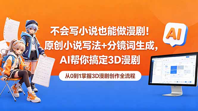 不会写小说也能做漫剧!原创小说写法+分镜词生成,AI帮你搞定3D漫剧-800资源网