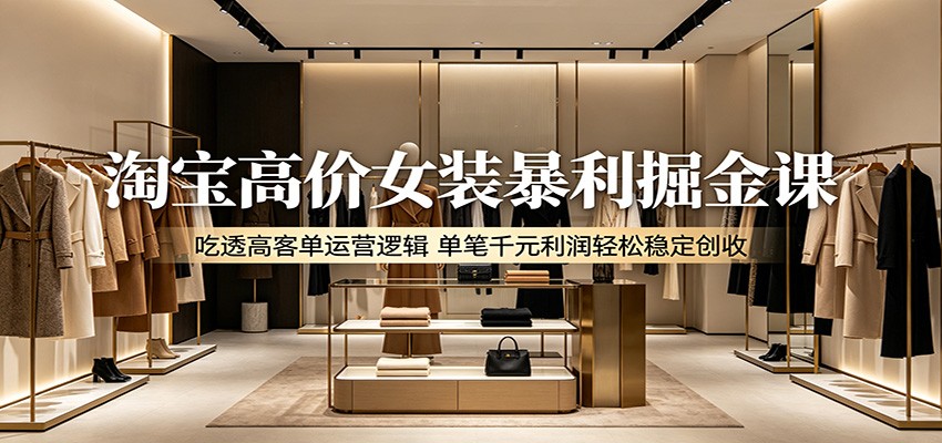 淘宝高价女装暴利掘金课:吃透高客单运营逻辑,单笔千元利润轻松稳定创收-800资源网