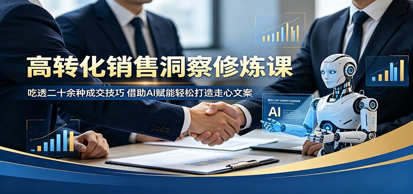 高转化销售洞察修炼课:吃透二十余种成交技巧,借助AI赋能轻松打造走心文案-800资源网