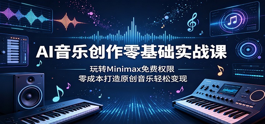 AI音乐创作零基础实战课:玩转Minimax免费权限,零成本打造原创音乐轻松变现-800资源网