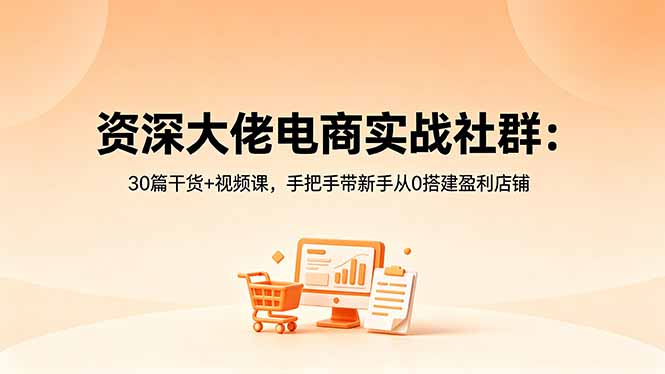 资深大佬电商实战社群:30篇干货+视频课,手把手带新手从0搭建盈利店铺-800资源网
