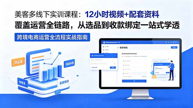 美客多线下实训课程:12小时视频+配套资料覆盖运营全链路,从选品到收款绑定一站式学透-800资源网