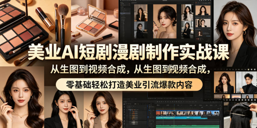 美业AI短剧漫剧制作实战课，从生图到视频合成，零基础轻松打造美业引流爆款内容-800资源网