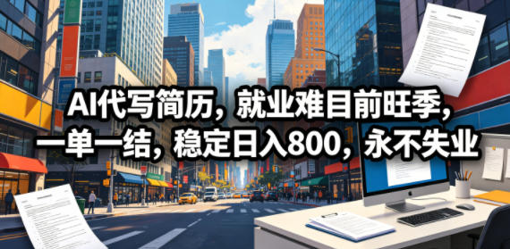 AI代写简历，就业难目前旺季，一单一结，稳定日入800，永不失业-800资源网