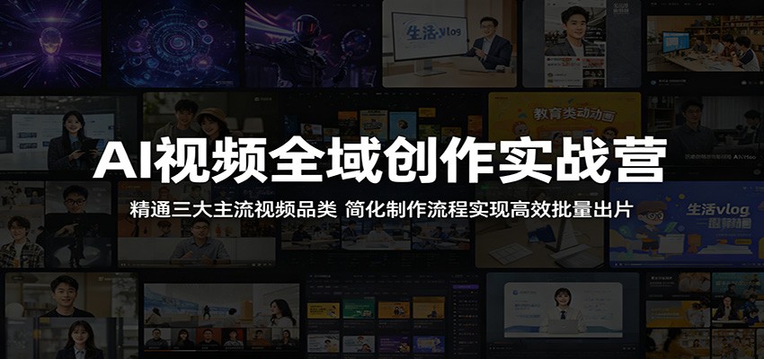 AI视频全域创作实战营：精通三大主流视频品类，简化制作流程实现高效批量出片-800资源网
