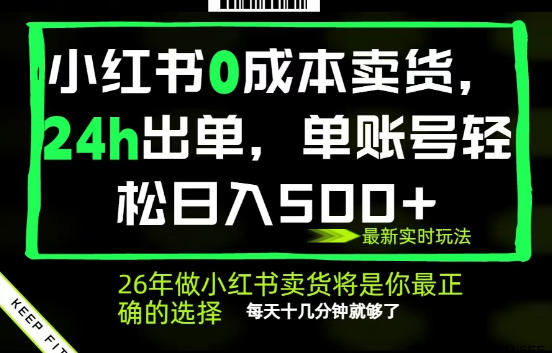 小红书0成本AI卖货，24小时出单，全流程托管，保底日入500+，每天十几分钟就够了-800资源网
