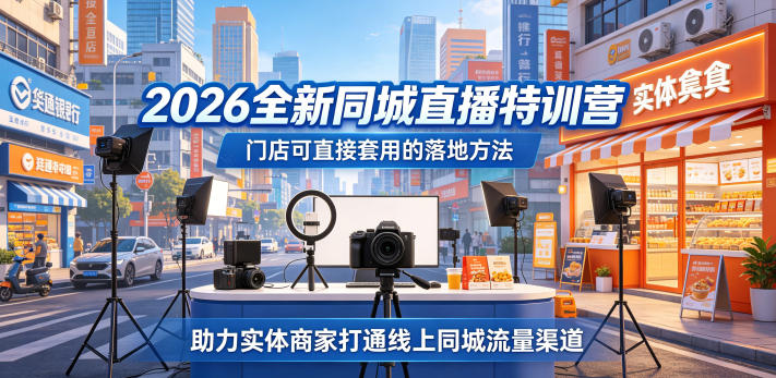 2026全新同城直播特训营，门店可直接套用的落地方法，助力实体商家打通线上同城流量渠道-800资源网
