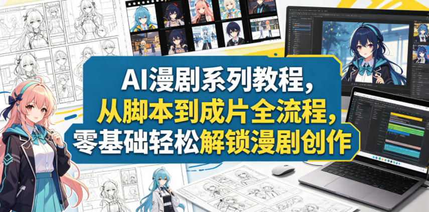 AI漫剧系列教程,从脚本到成片全流程,零基础轻松解锁漫剧创作-800资源网