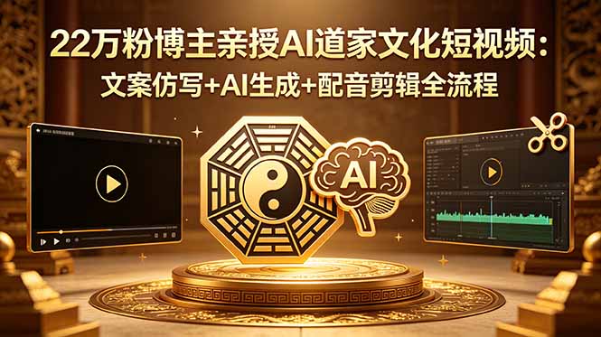 22万粉博主亲授AI道家文化短视频：文案仿写+AI生成+配音剪辑全流程-800资源网
