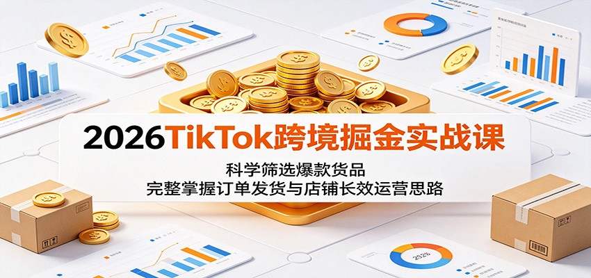2026TikTok跨境掘金实战课:科学筛选爆款货品,完整掌握订单发货与店铺长效运营思路-800资源网