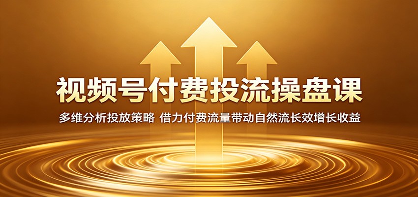 视频号付费投流操盘课:多维分析投放策略,借力付费流量带动自然流长效增长收益-800资源网
