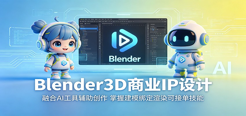Blender3D商业IP设计:融合AI工具辅助创作,掌握建模绑定渲染可接单技能-800资源网