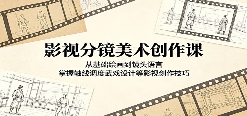 影视分镜美术创作课:从基础绘画到镜头语言,掌握轴线调度武戏设计等影视创作技巧-800资源网